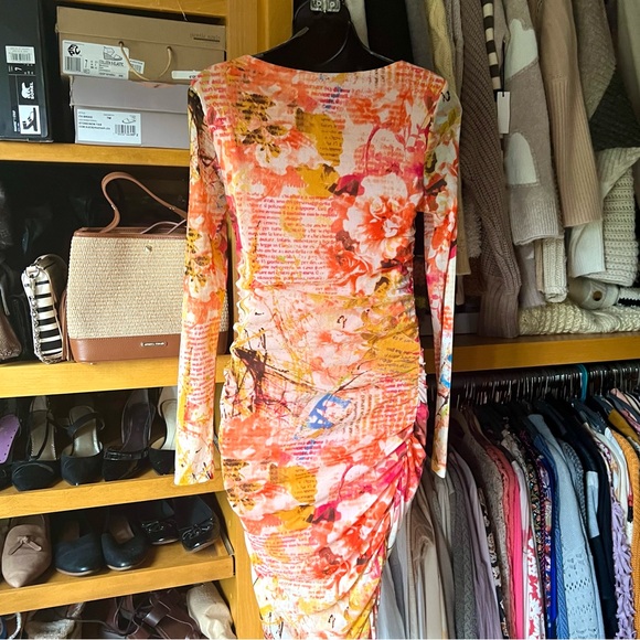 ⭐️BOGO FREE⭐️ YEST Mesh Lined Floral dress with Ruched sides Y2K Like New sz 6 - Picture 3 of 10